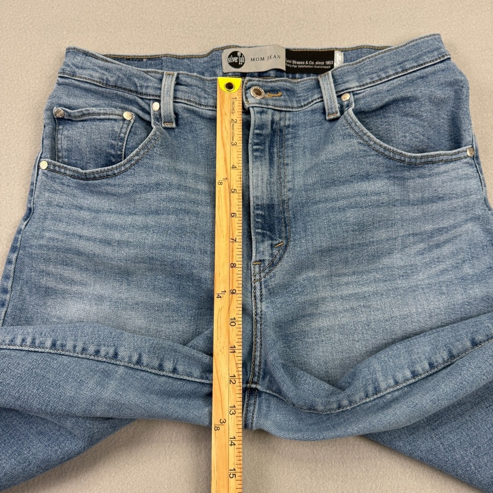 Levi's Silver Tab Mom‎ Jeans Women's Size 32x27 High-Rise Tapered Blue Denim - Picture 14 of 16